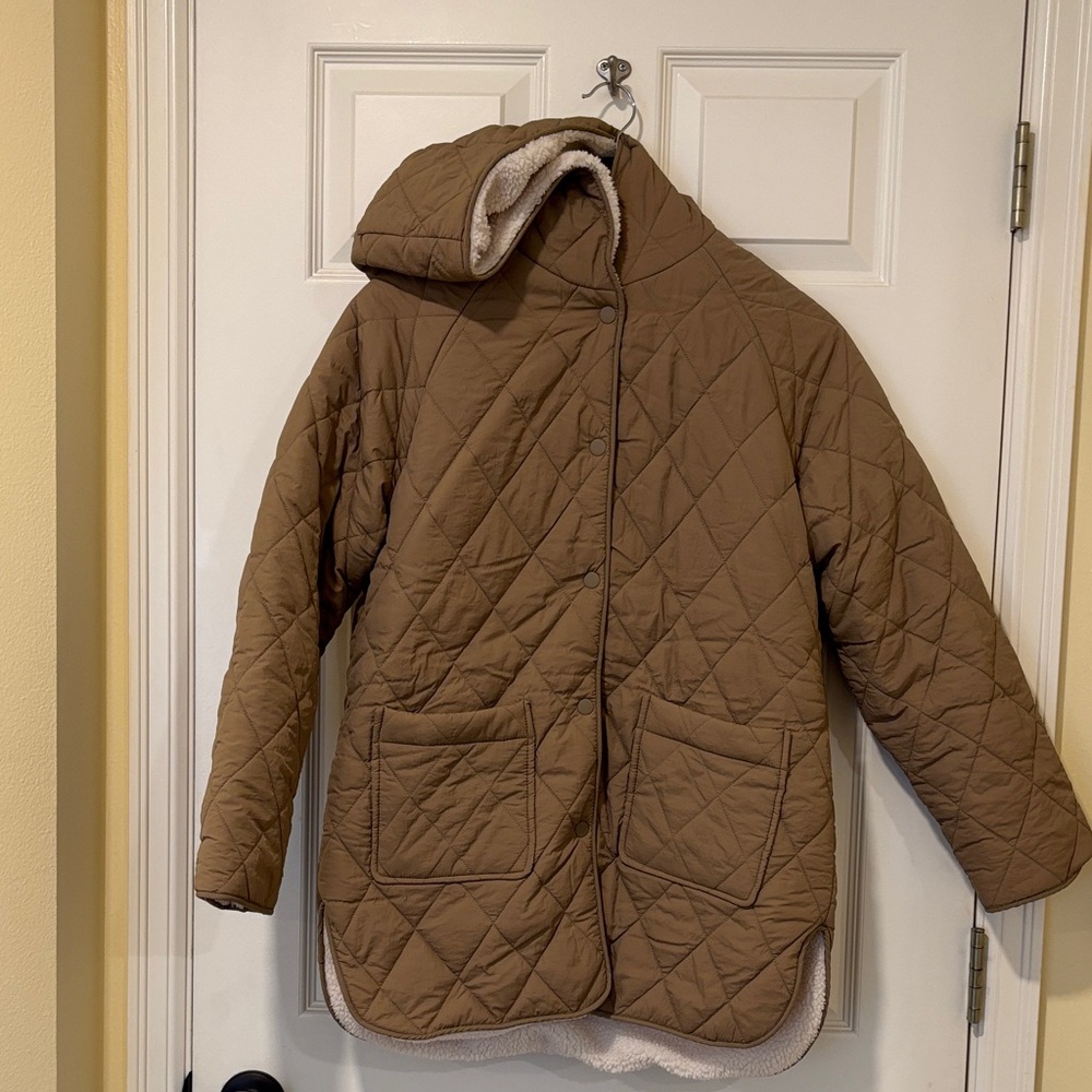 Mango Tan Quilted Kids Puffer Coat